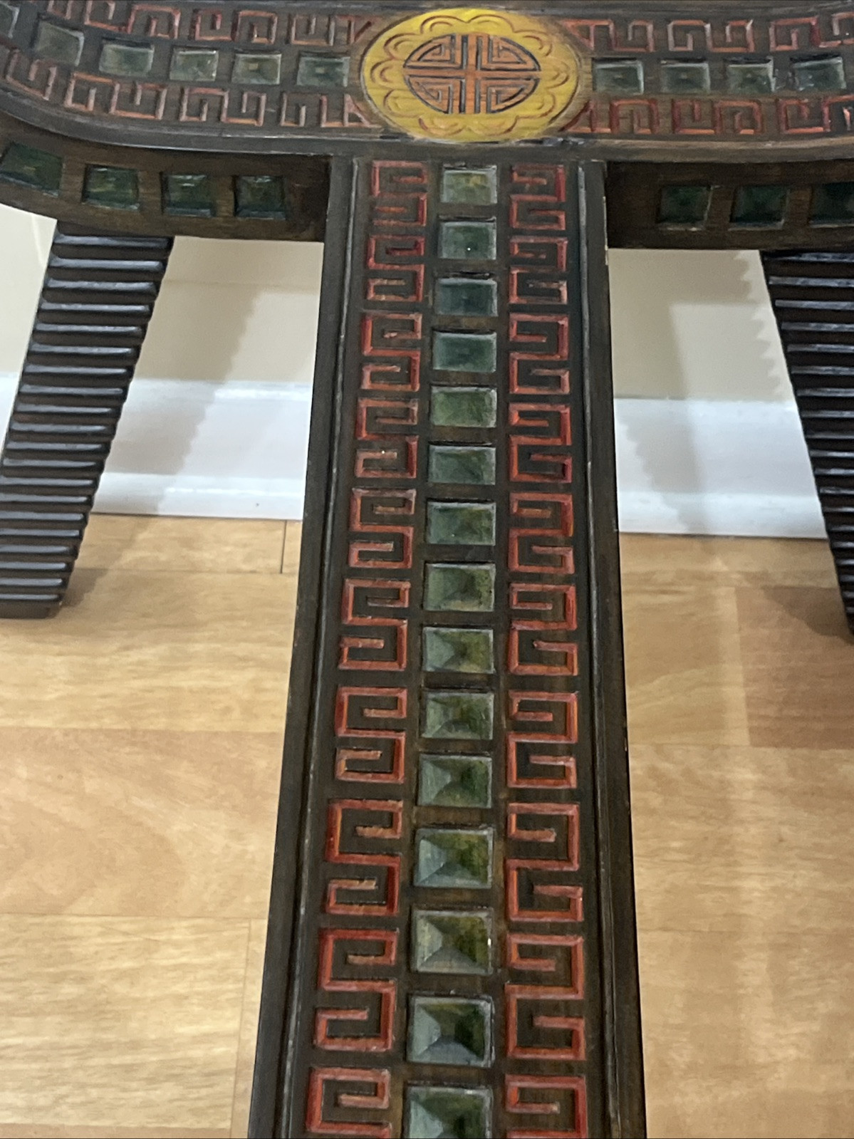 Unique Chinese Asian Carved Wood Coffee Table / Side Table Without The Glass VTG