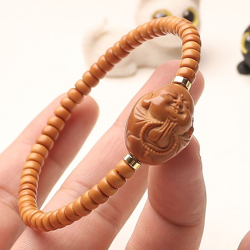 Olive Kernel 5mm Bracelet Monk Carving Men Women Prayer Beads