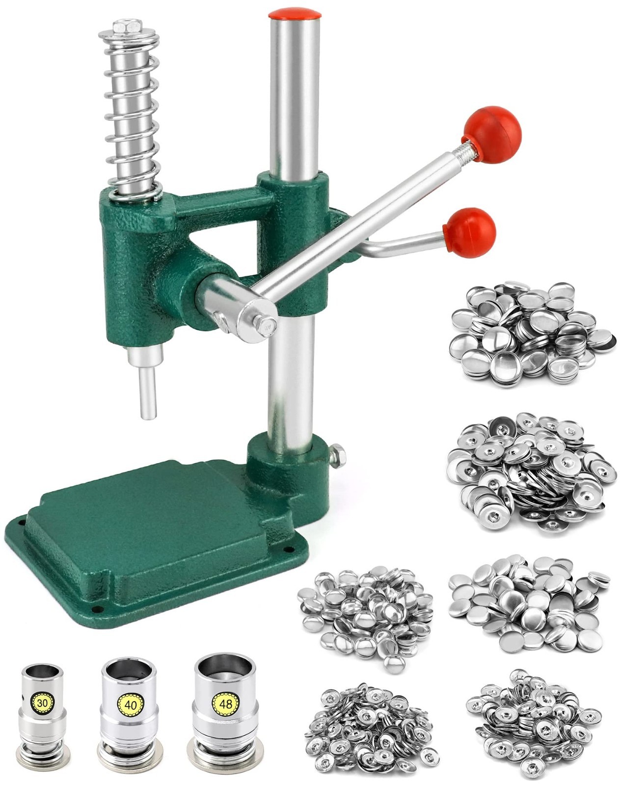 Fabric Button Maker Kit – Adjustable Press Tool for Sewing & DIY – 3 Die Sizes (