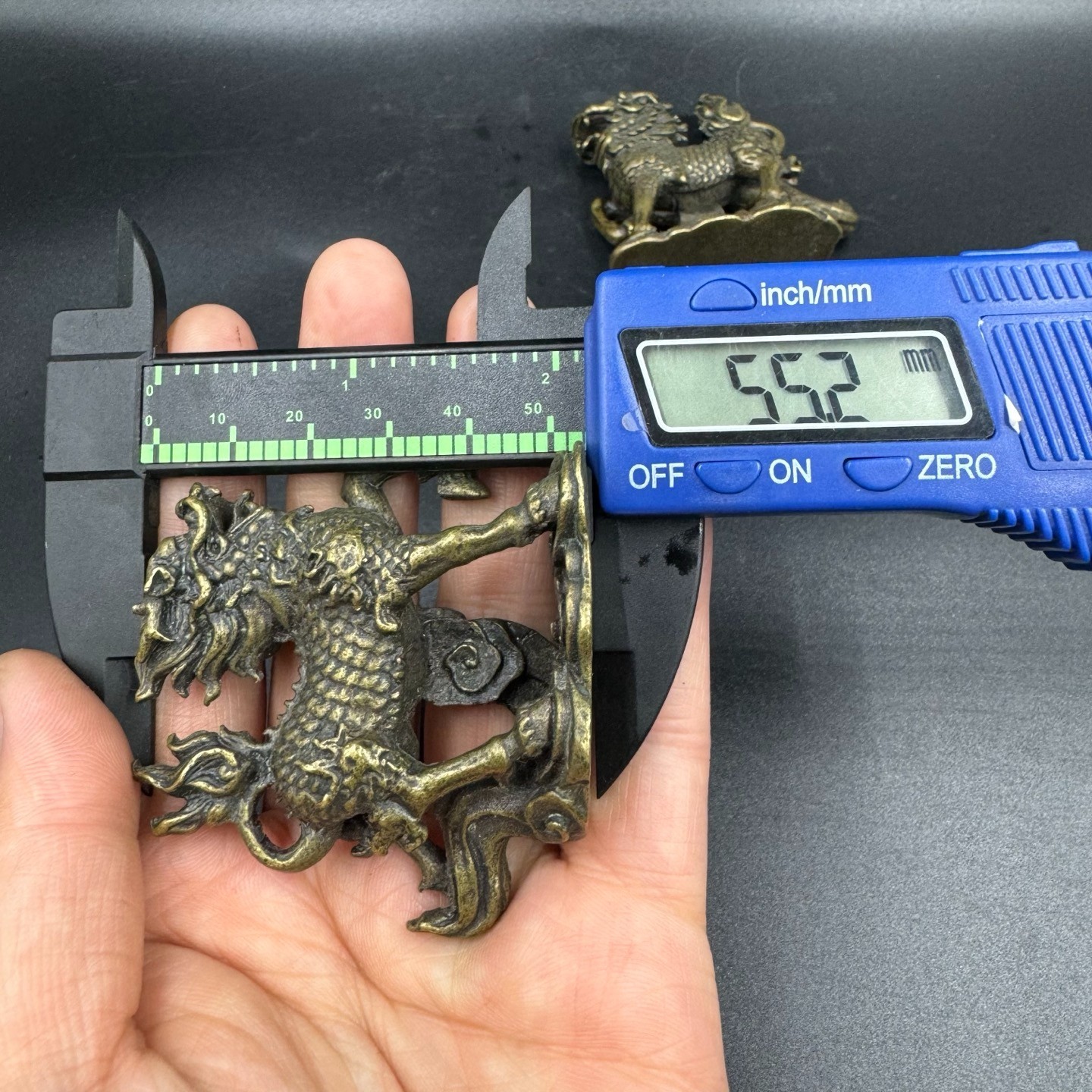 Vintage Brass Qilin Kirin Mini Statues Feng Shui Wealth Protection Desk Ornament