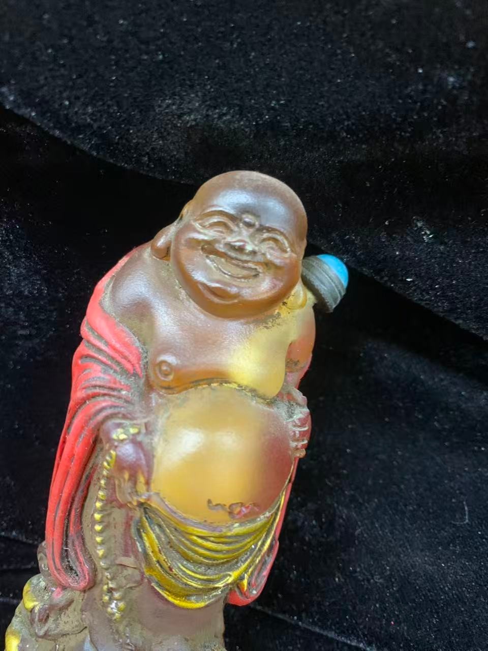 Wonderful Pure Chinese Old Coloured Glaze Hand Made *Happy Monk* Bottle !!!