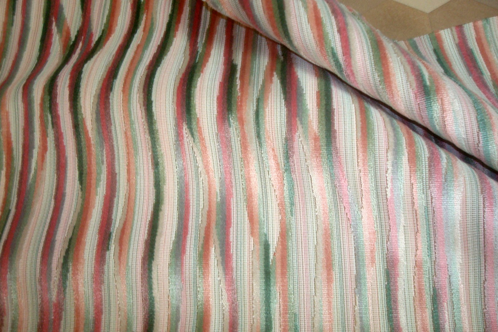3+ Yds Fabricut Fabric Cut Velvet Etcetra Coral Garden Upholstery 54″ x 118″ BTP