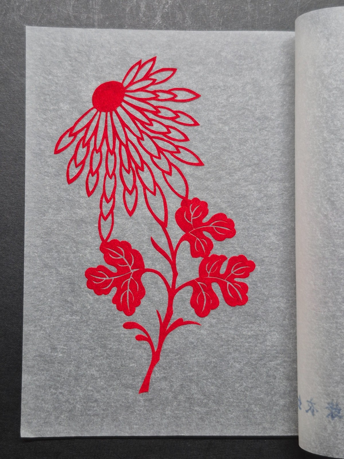 Unused Set of 10 Chinese Folk Art Red Paper cuts Botanical Flowers Designed