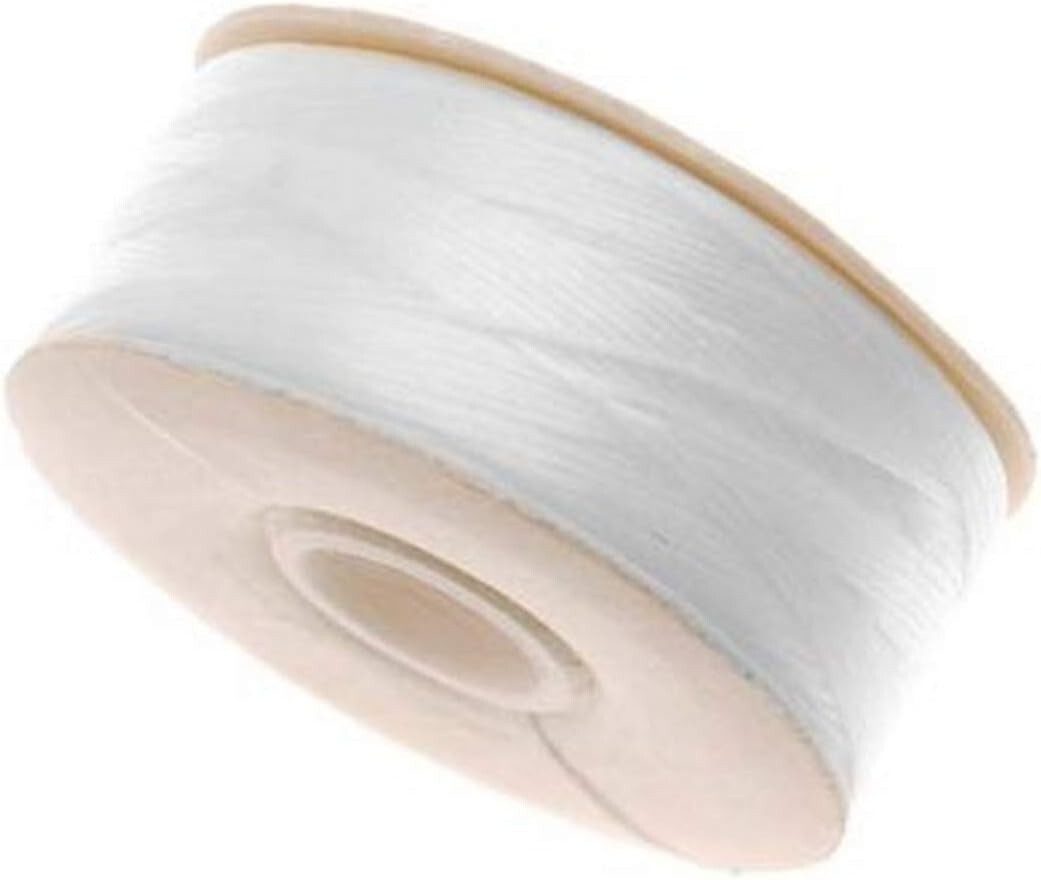 NYMO Nylon Beading Thread Size D White Bobbins (64 Yards, 192 Feet) 1 Each