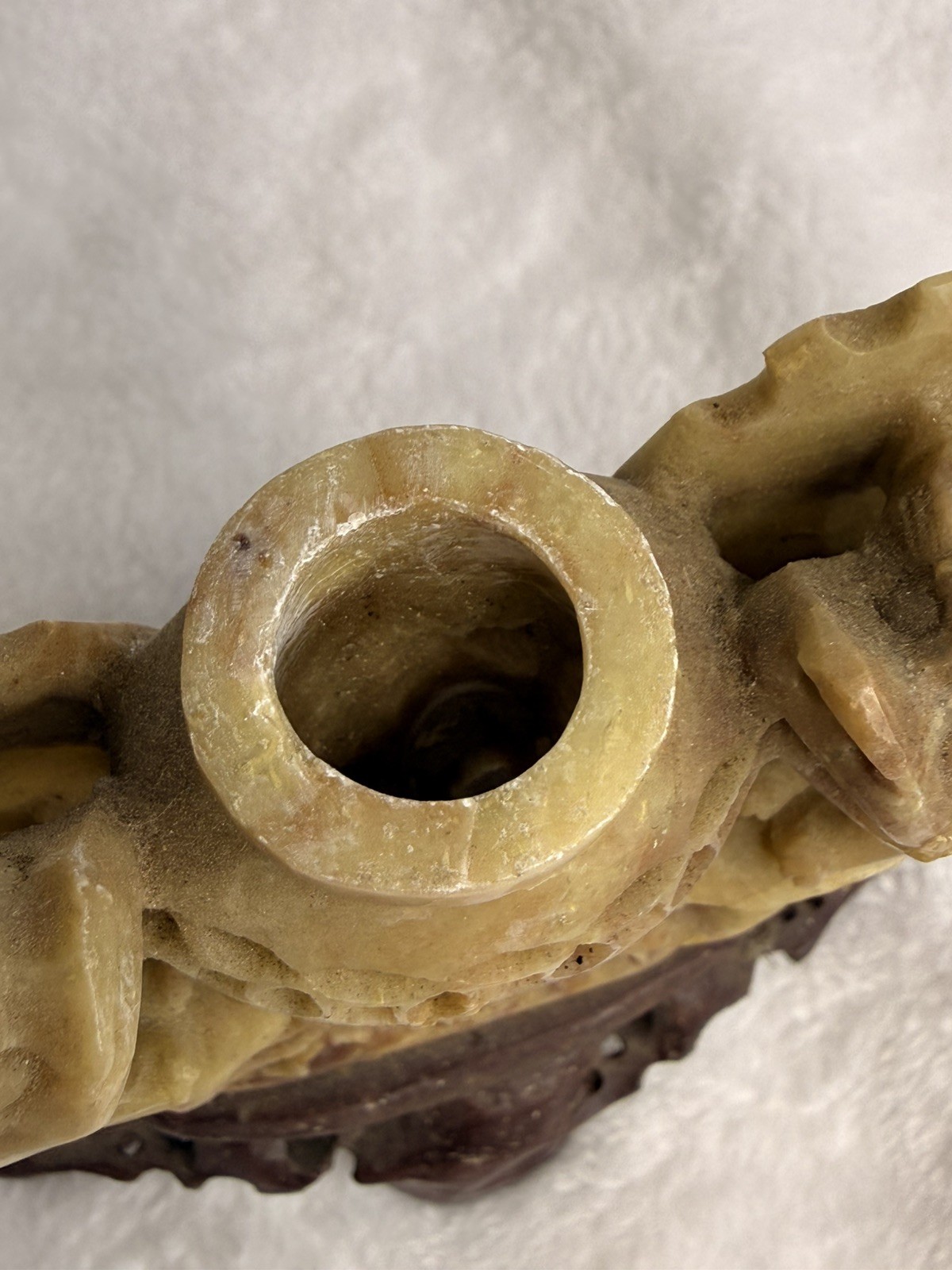 VINTAGE HAND CARVED SOAP STONE INCENSE BURNER FOO DOGS/LIONS CHINA 6 x 6