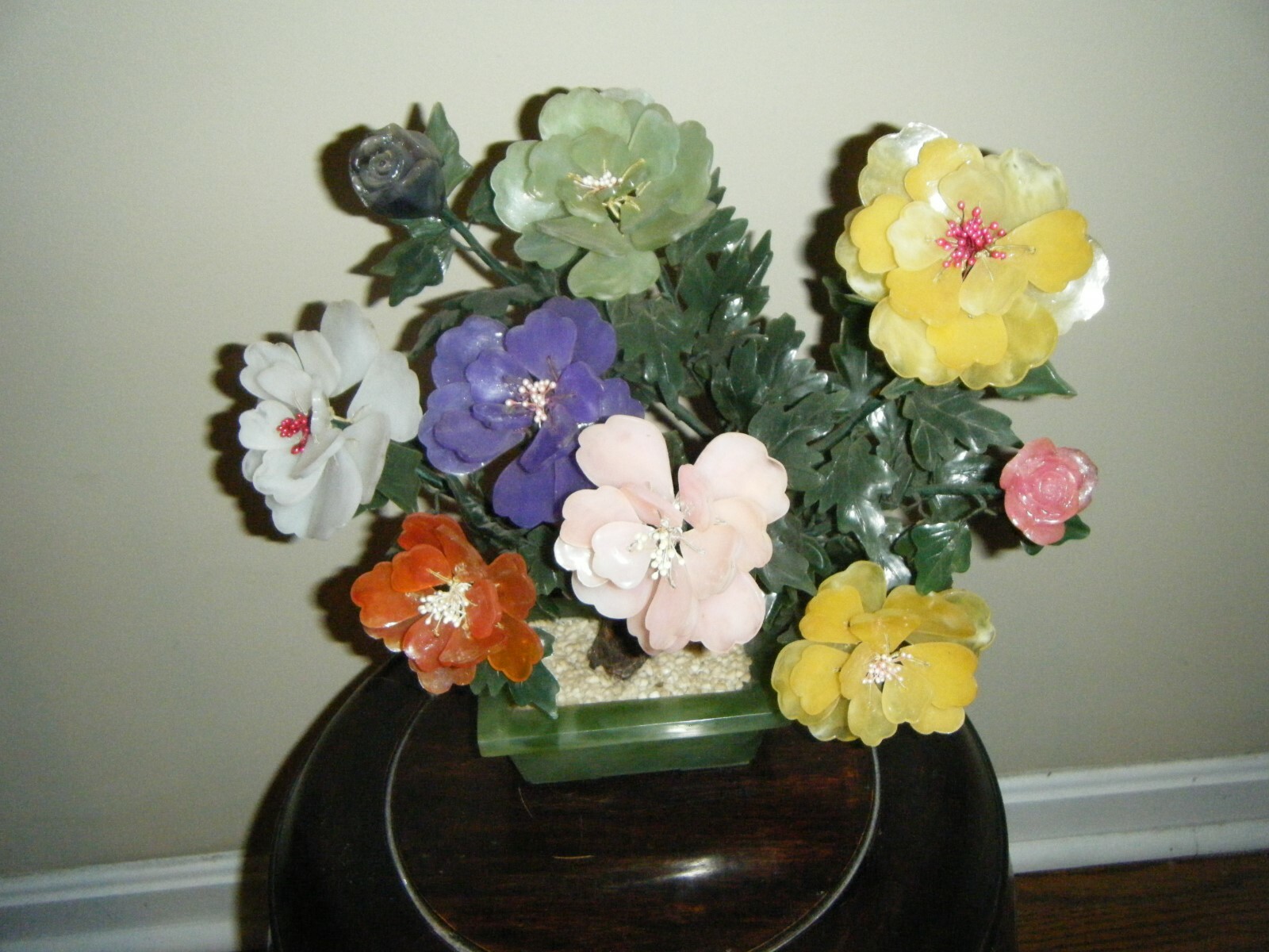CHINESE GORGEOUS MULTI COLOR FLOWERS IN GLASS FLOWER POT