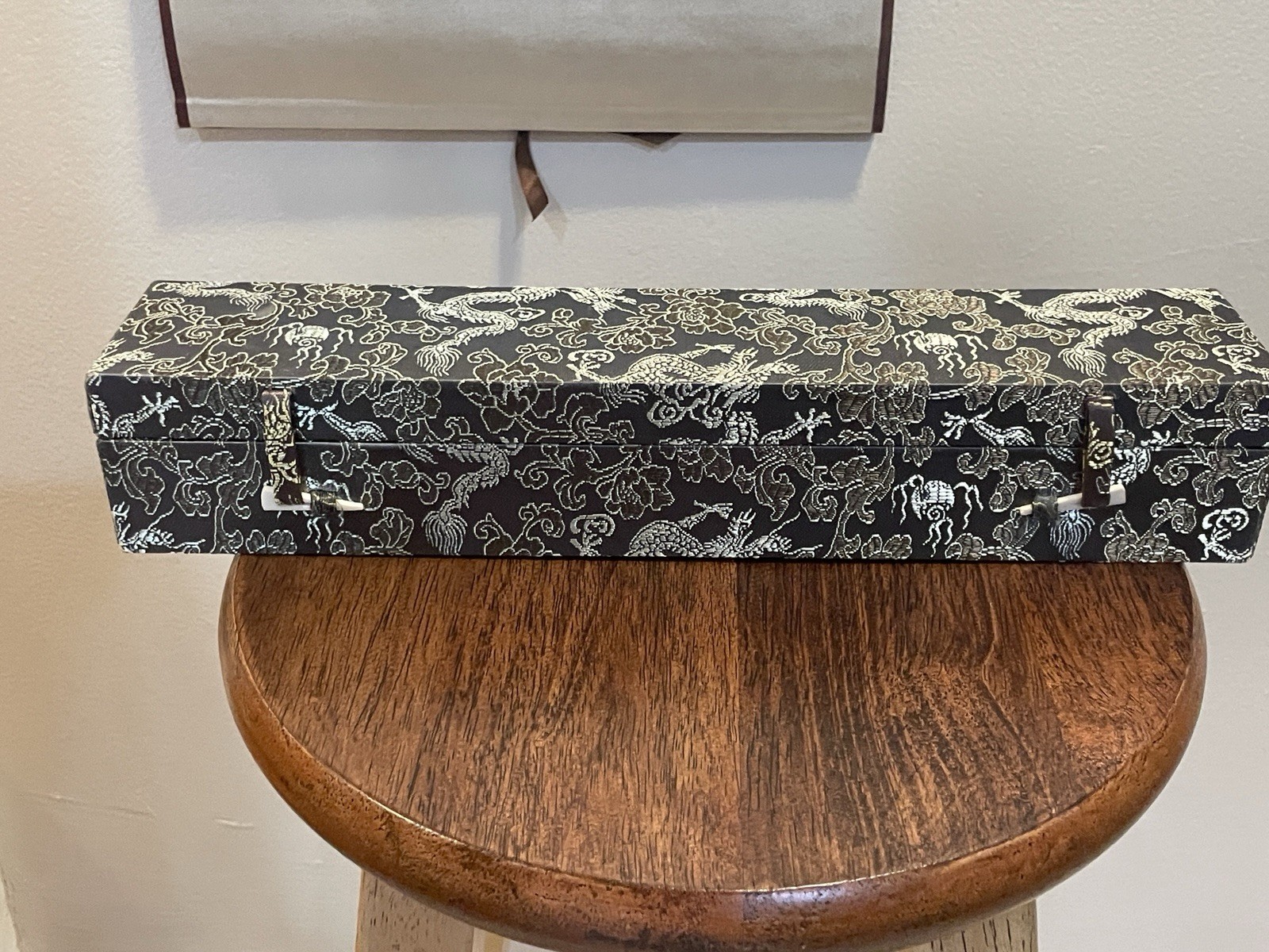Chinese Shu Brocade Silk Scroll Pandas Wall Hanging Art Textile Presentation Box