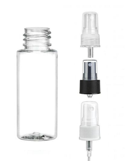 1 oz Clear Bullet Bottle PET w/ CHOICE of mist sprayers -12 sets FREE SHIPPING