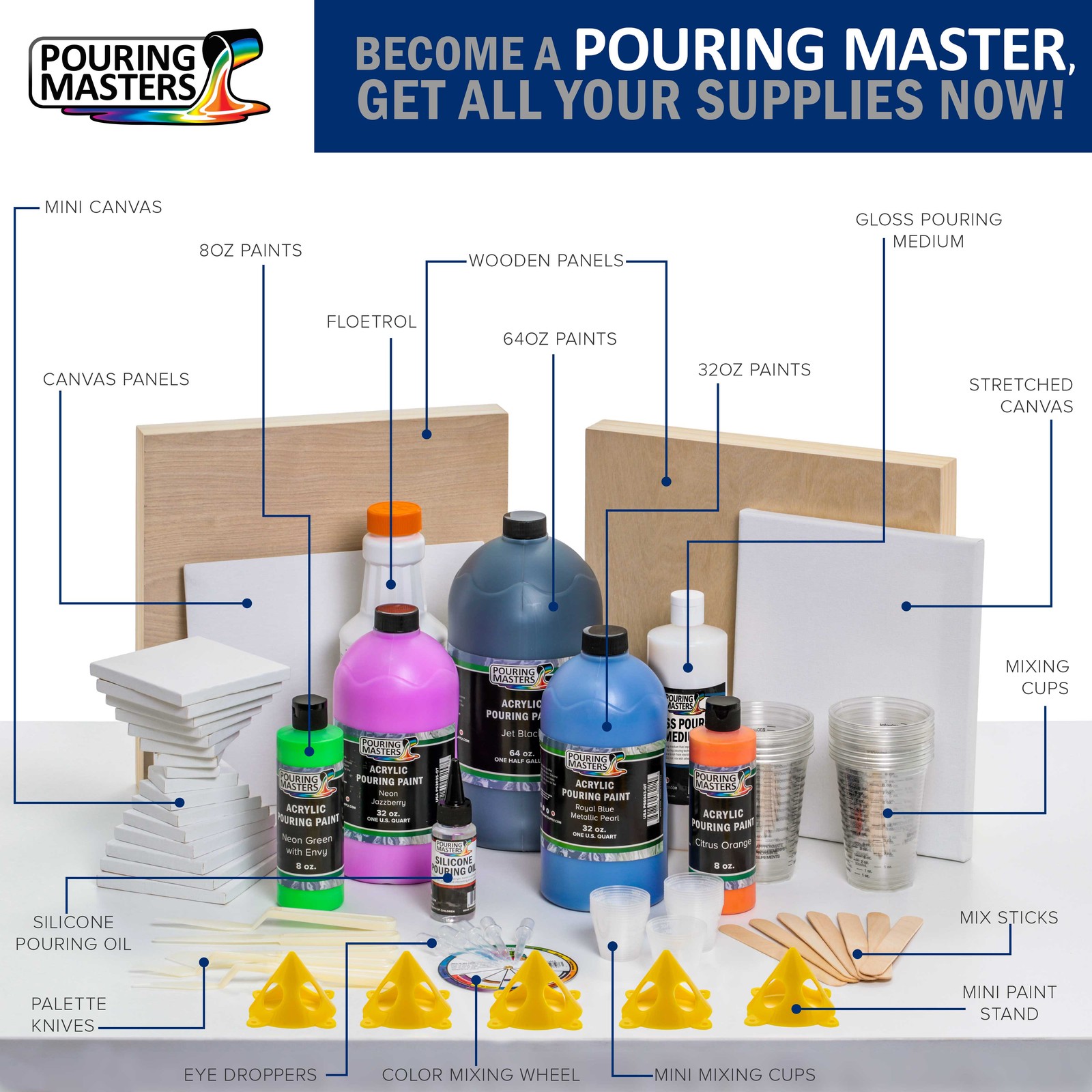 Pouring Masters Lemon Yellow 8-Ounce Bottle of Water-Based Acrylic Pouring Paint