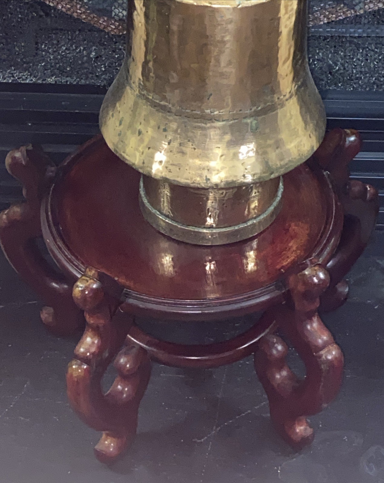 Antique Chinese Carved Rosewood Display Stand Base Vase Heavy And Well Crafted