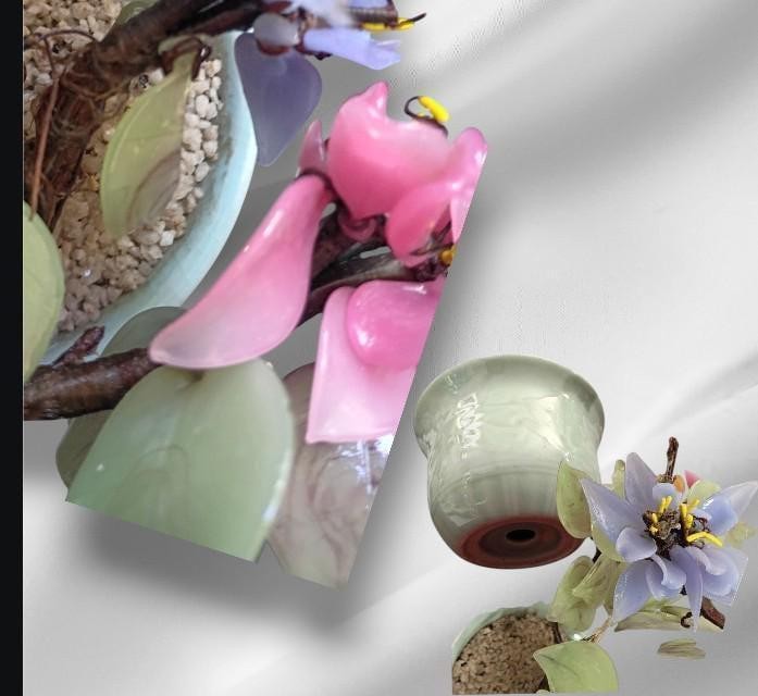 Glass Gemstone Vintage Bonsai Flower Multi Color