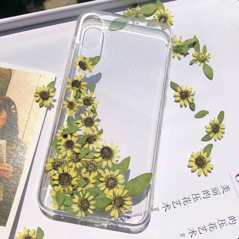 12PCS Real Pressed Dried flower, Yellow flower with leaves for art craft FJN01