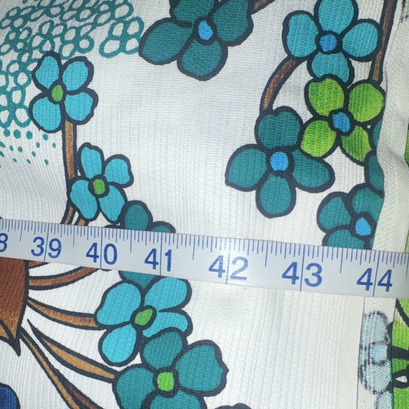 Y2K White/Blue/Green/Brown Floral Flowers & Plants Print Fabric Textile 10 yards