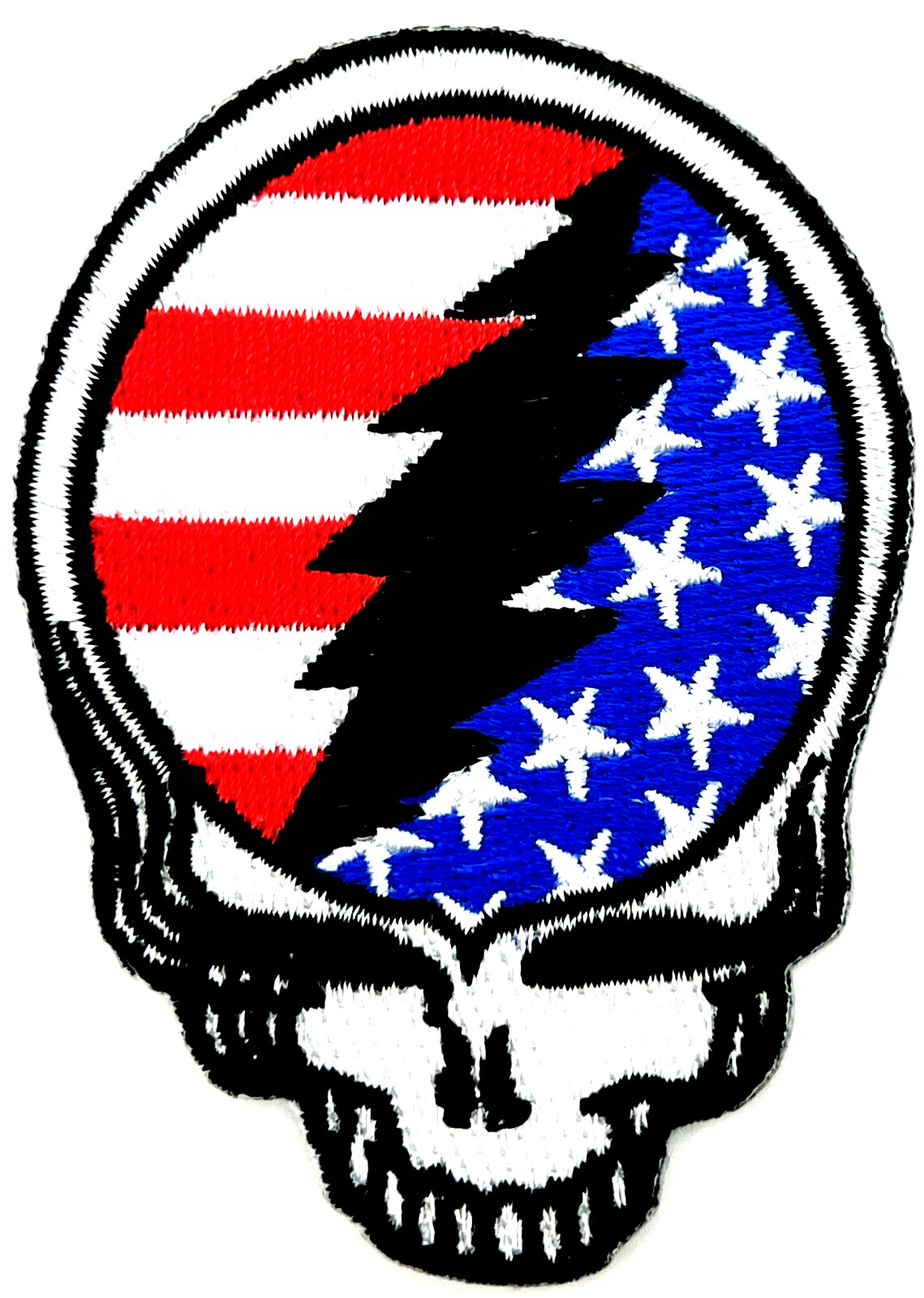 Grateful Dead R.W.B. Steal Your Face Bolt Embroidered Rock Iron On Patch