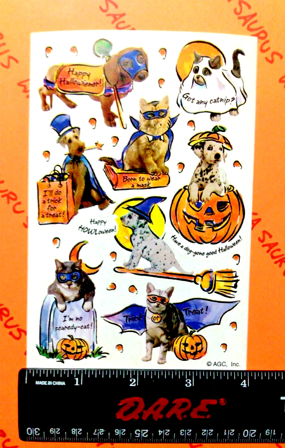 Costumed Dogs & Cats Halloween Stickers Sheet American Greetings