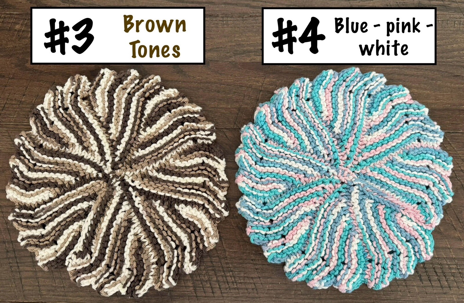 Dish Cloth / Wash Cloth – White – 8″ round handmade knitted New – Machine Wash