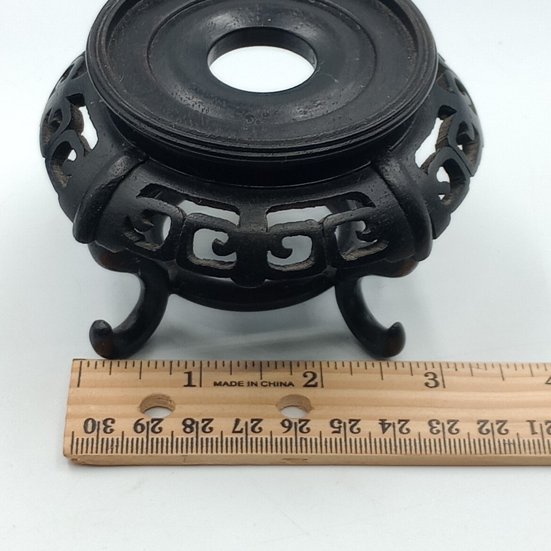 Vintage Small Handcarved Footed Chinese Wooden Pedestal Vase Stand SEE PHOTOS