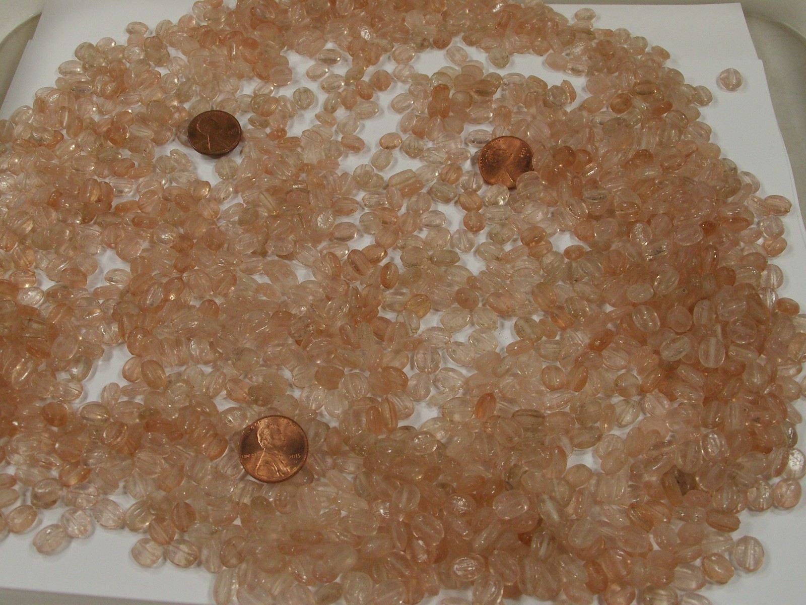 2 Pounds (3mm x 7mm x 9mm) Peach Handmade Glass Beads Wholesale Bulk (NTP-2) ⭐
