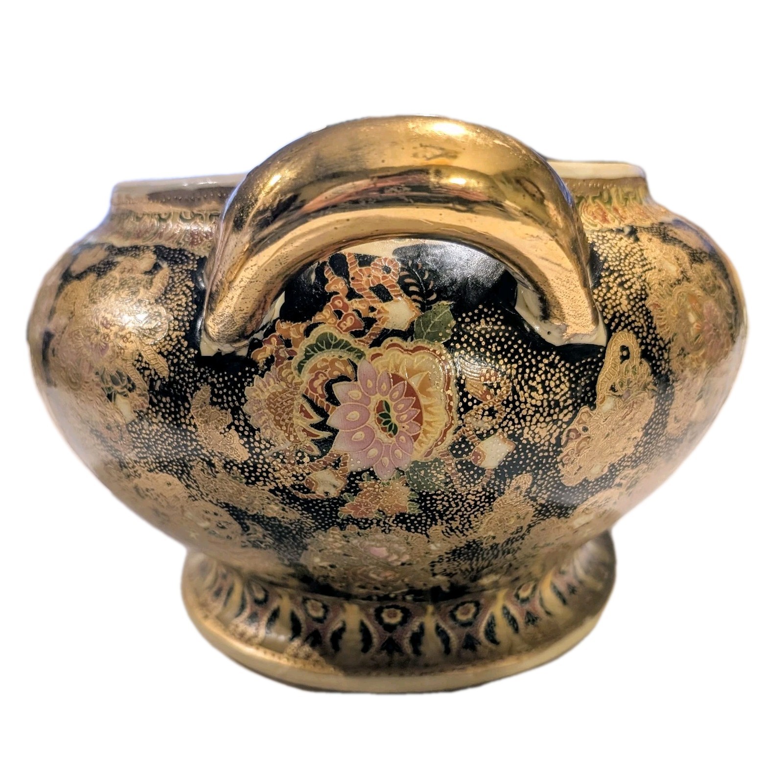 Large 14.5″ Gilded Vintage Chinese Tureen Birds Floral