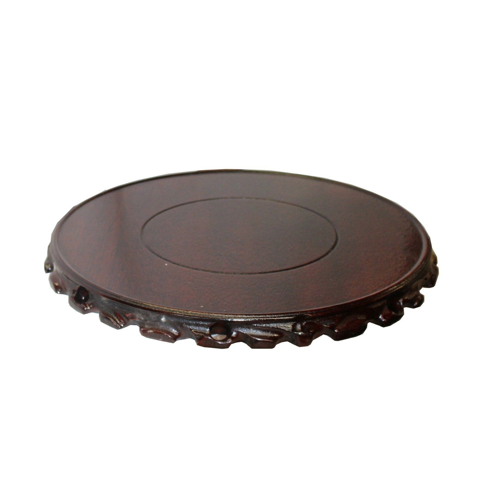 Chinese Brown Wood Handmade Round Table Top Stand Display Easel 5″ ws818A