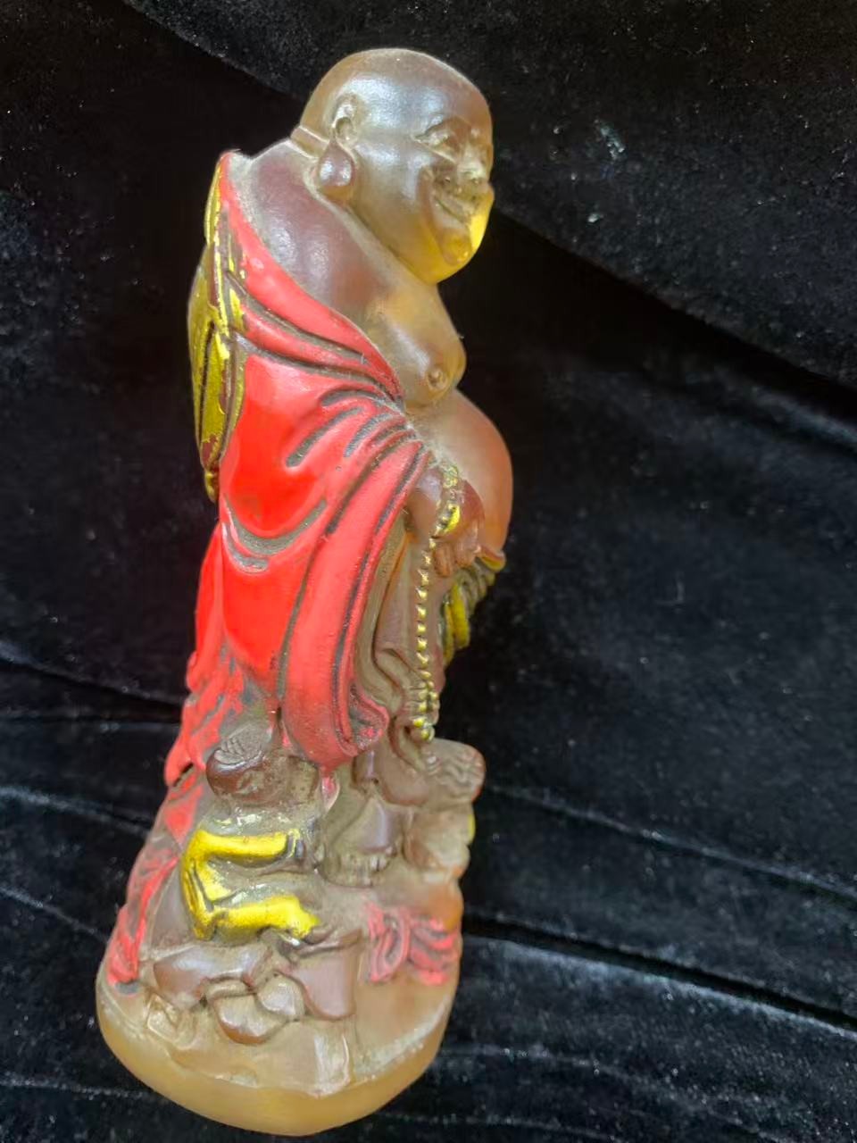 Wonderful Pure Chinese Old Coloured Glaze Hand Made *Happy Monk* Bottle !!!