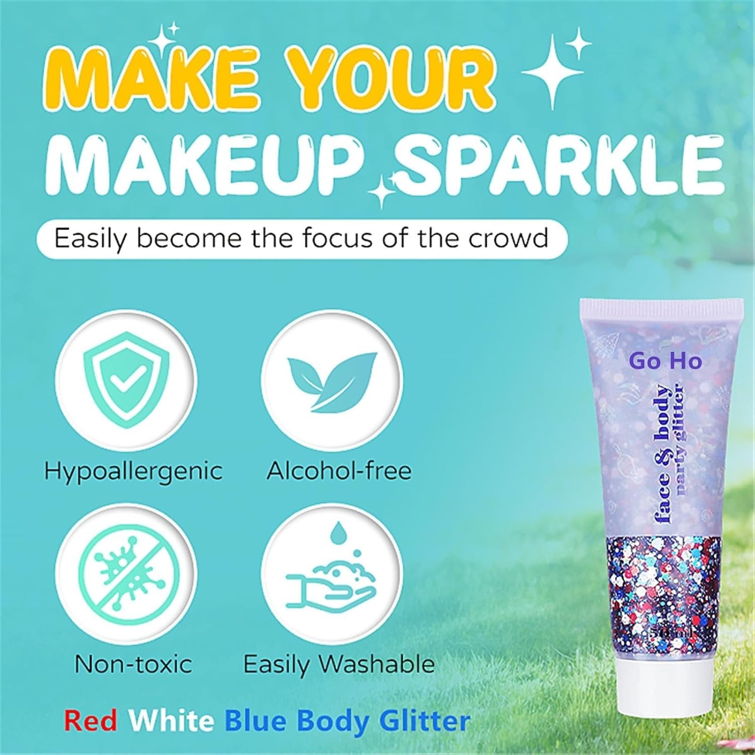 Cruelty-Free 4th of July Body Glitter with Hexagonal Sequins for Kids & Adults