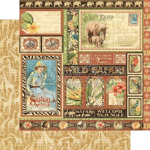 GRAPHIC 45 “SAFARI ADVENTURE” BUNDLE JUNGLE, ZOO, ANIMALS RETIRED SCRAPJACK’S