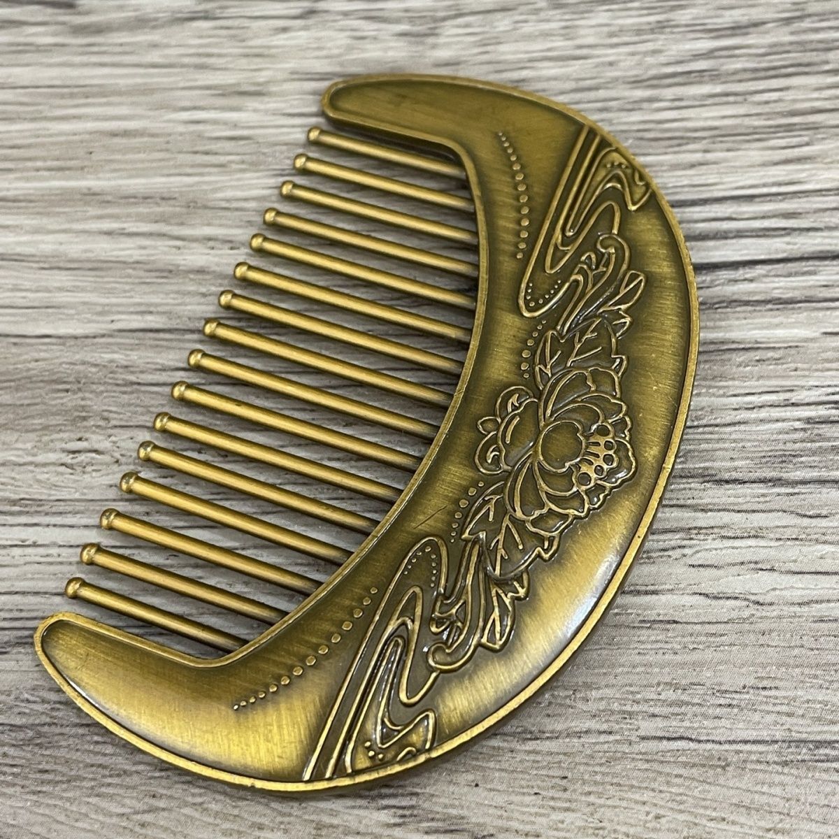 Vintage Alloy Hair Comb Thick Anti Static Peony Phoenix Wedding Grooming Tool