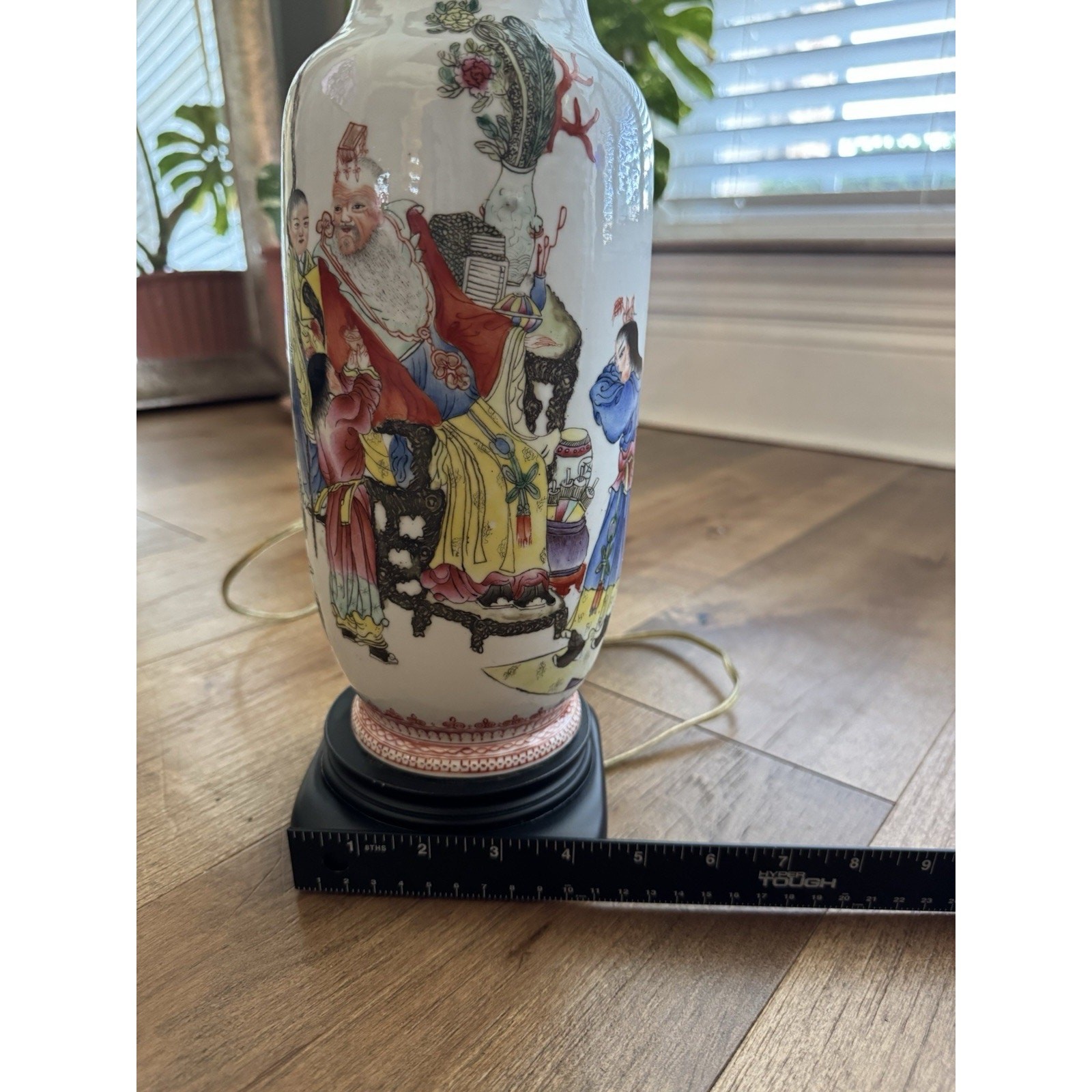 Vintage Chinese Porcelain Vase Lamp Shou Xing 28” Famille Rose Characters