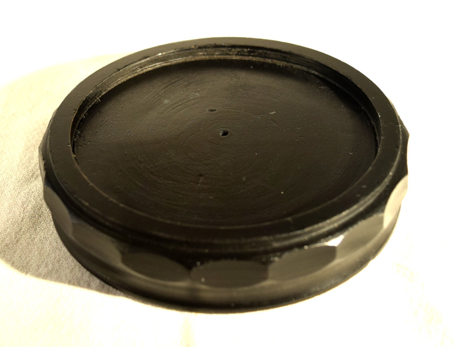 Vintage Chinese Round Ebony Wooden Stand /Lamp Base 5″ diam S4