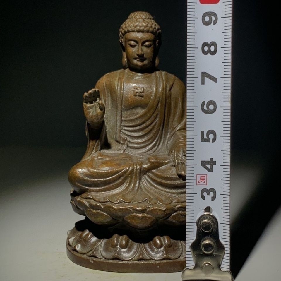 Vintage Alloy Sakyamuni Buddha Statue Hollow Interior Worship Collectible Decor