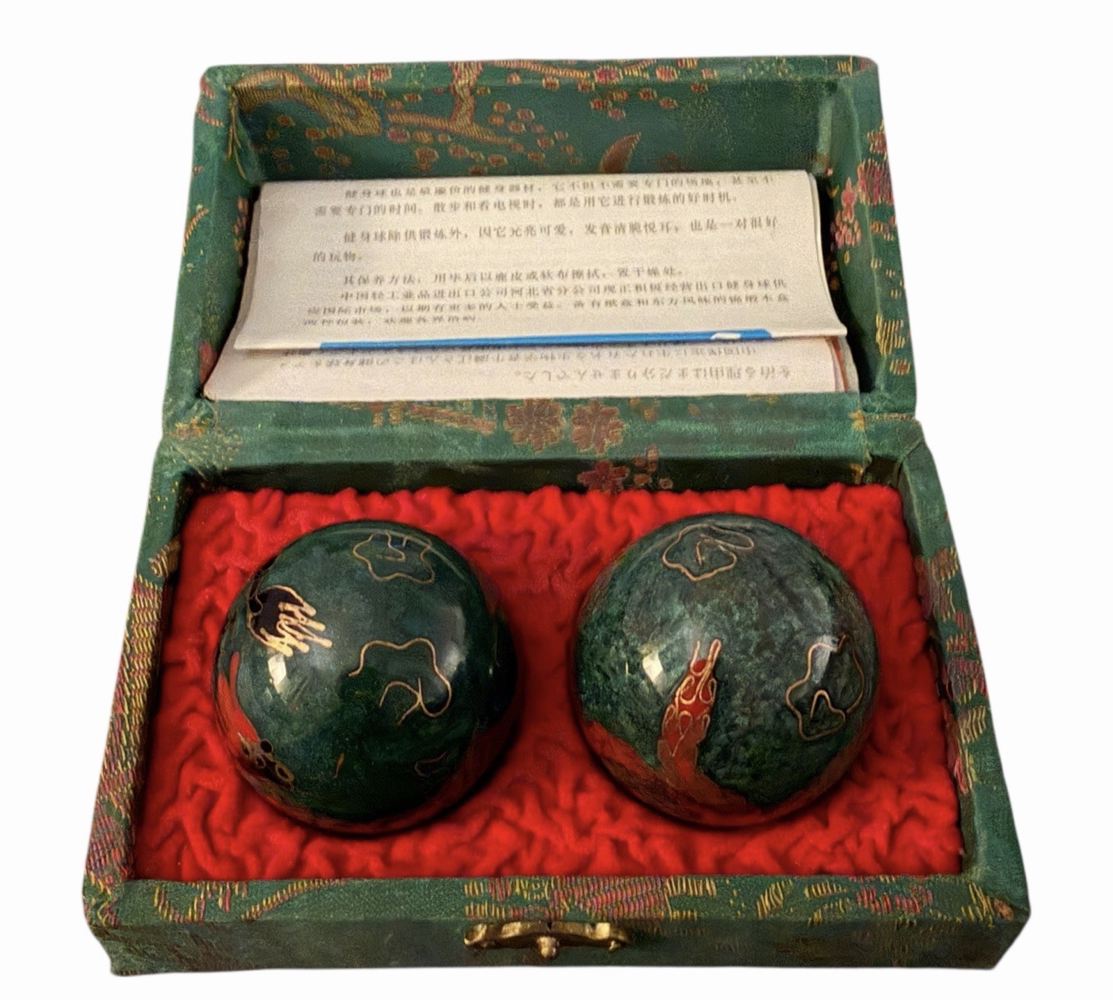 Vintage Chinese Baoding Singing Health Balls Case Hand Exercise Therapy Dragon