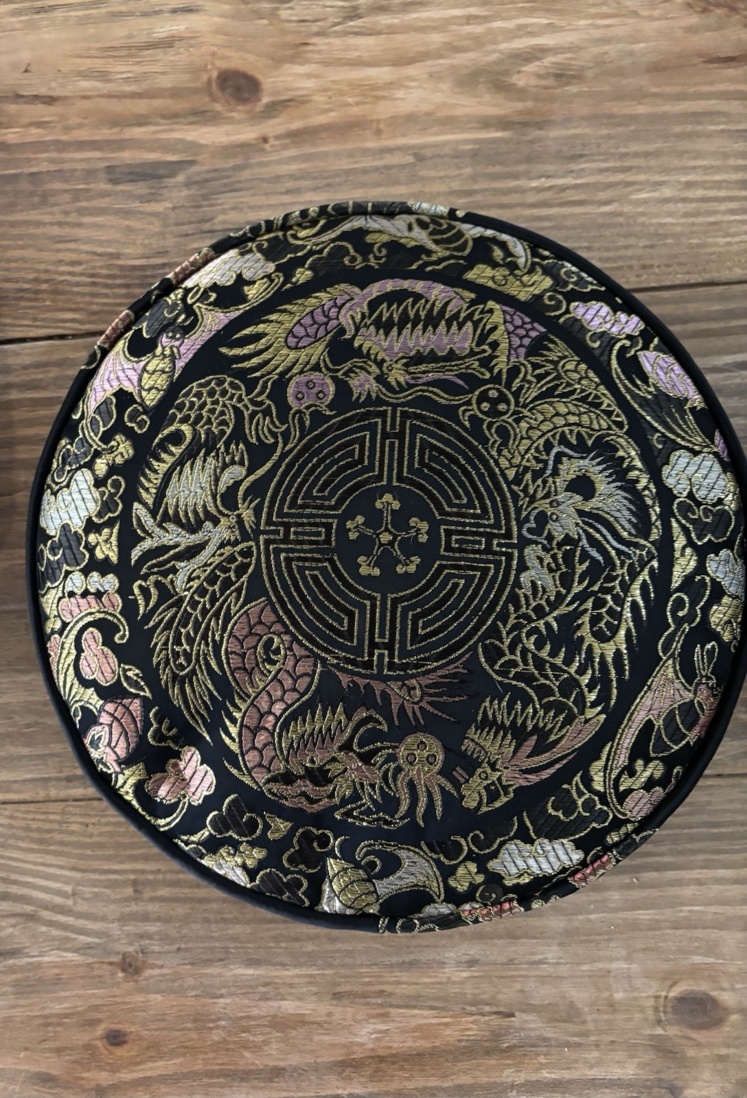 Vintage Oriental Chinese Decor Metallic Embroidered Silk Throw Pillow Lot