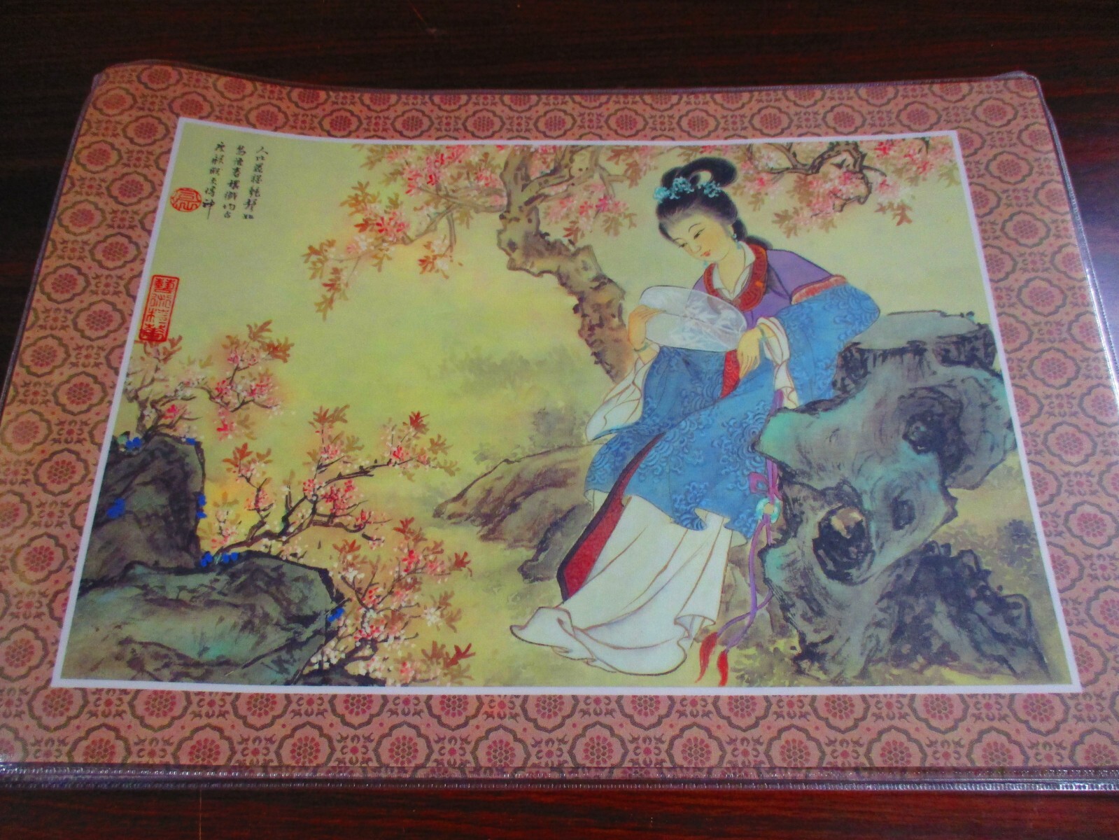Chinese Traditional Flowers & Birds, 6 Place Mats, Both Sides Shown, NIB