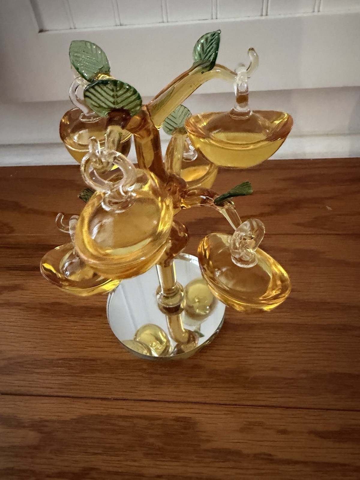 Asian Home Decor Ingot Boat Shaped Design Decoration Colored Glass Tree