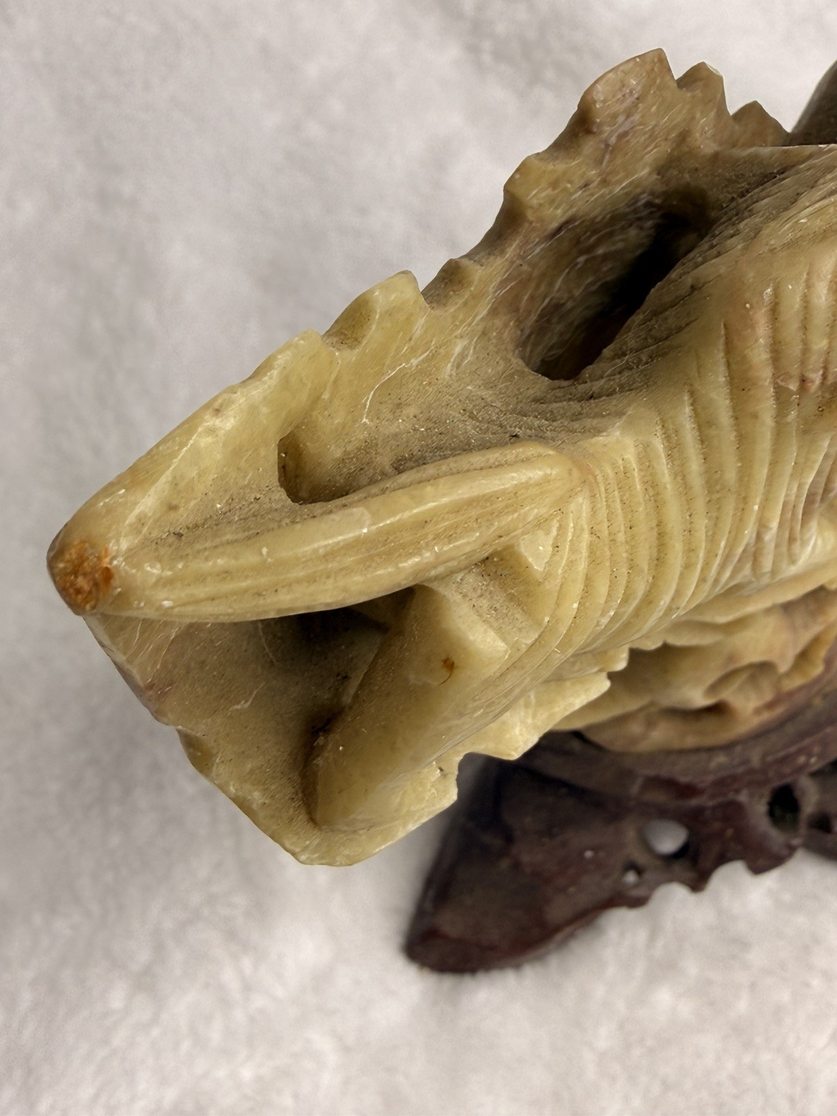 VINTAGE HAND CARVED SOAP STONE INCENSE BURNER FOO DOGS/LIONS CHINA 6 x 6