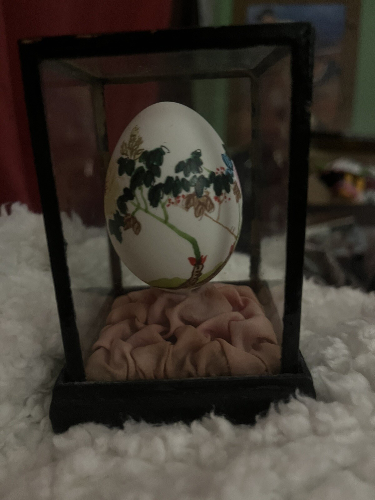 Vintage People’s Republic of China Hand Painted Egg in glass case, Rare 1900’s