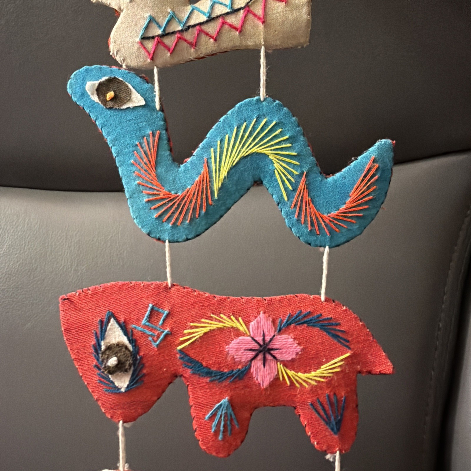 Folk Art Garland Chinese Animals Embroidered Signs Of Zodiac Colorful 12 Pc