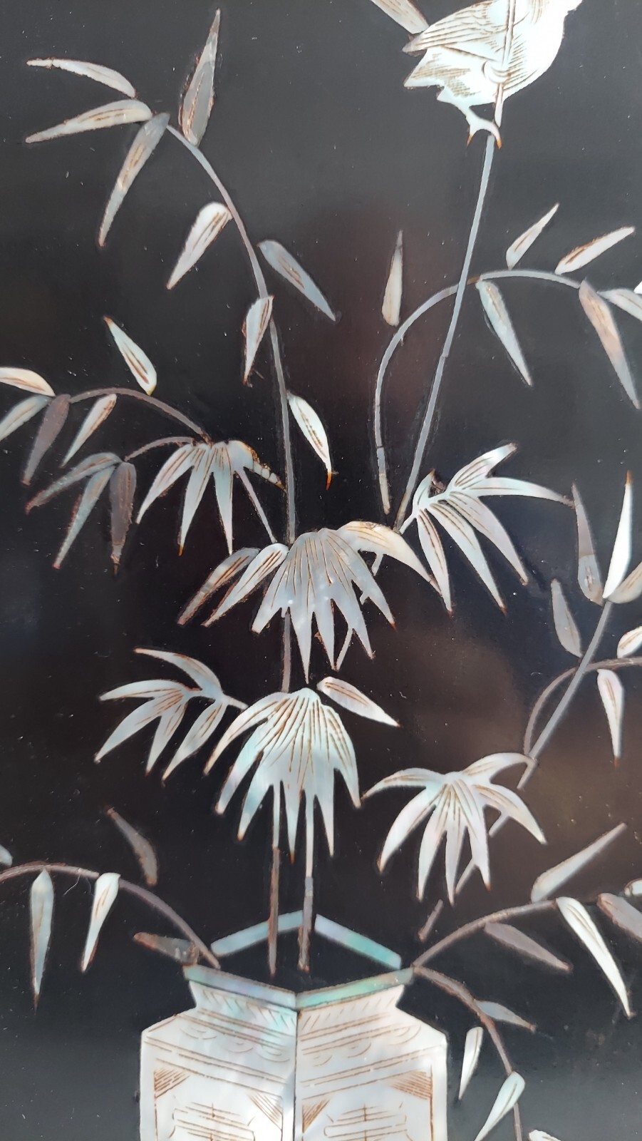 2 VTG Asian Mother of Pearl Floral Birds & Butterflies Wall Panels 15″x6″ (U14)
