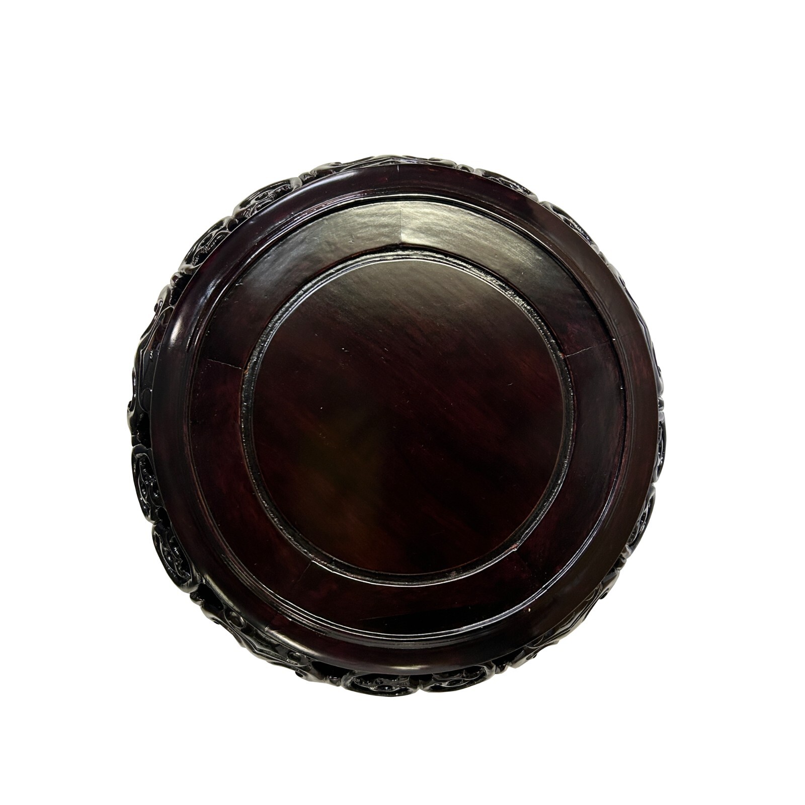 5.25″ Dark Black Brown Dragon Motif Round Wood Display Stand ws4219B