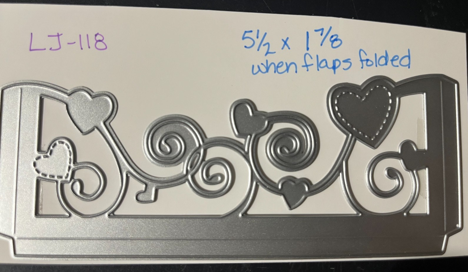 Metal Cardmaking dies-LJ-118-BOTTOM FOLDED POCKET-HEART THEME-5 1/2 X 1 7/8 INCH