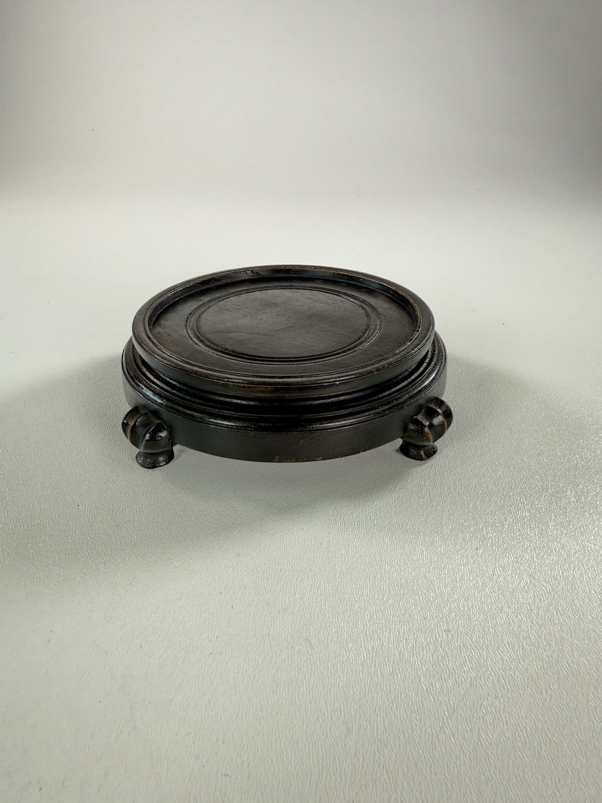 Lot of 3 Vintage Asian Round Carved Wood Pedestal Stand Vase Display Bases