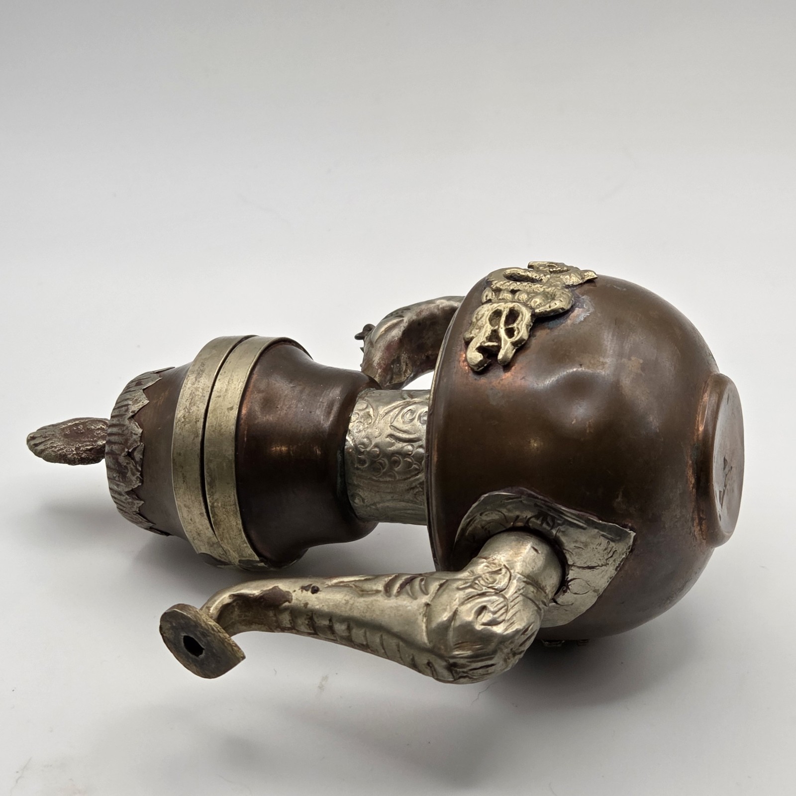 ANTIQUE / VINTAGE COPPER AND BRASS TIBETAN TEAPOT WITH DRAGON