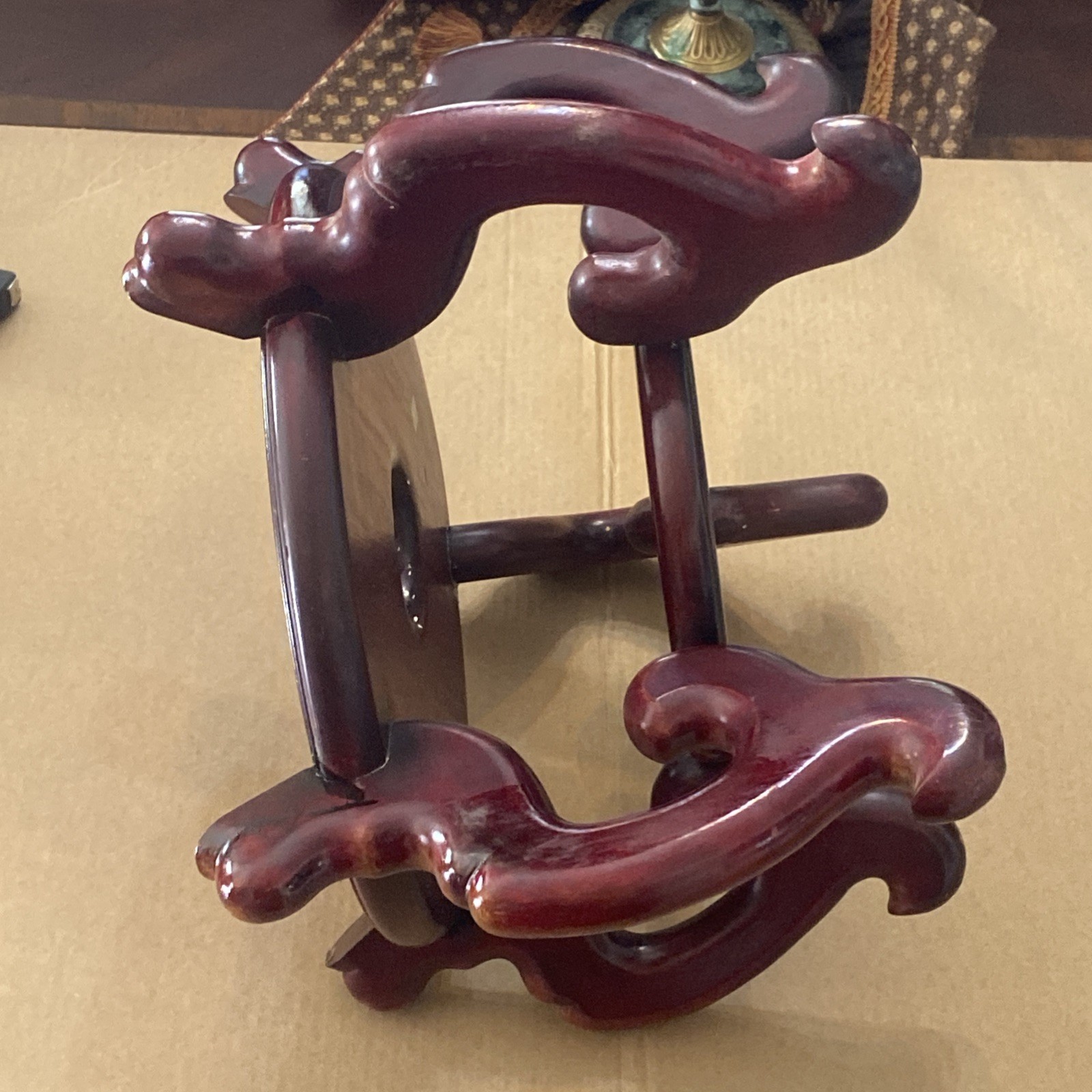 Antique Chinese Carved Rosewood Display Stand Base Vase Heavy And Well Crafted
