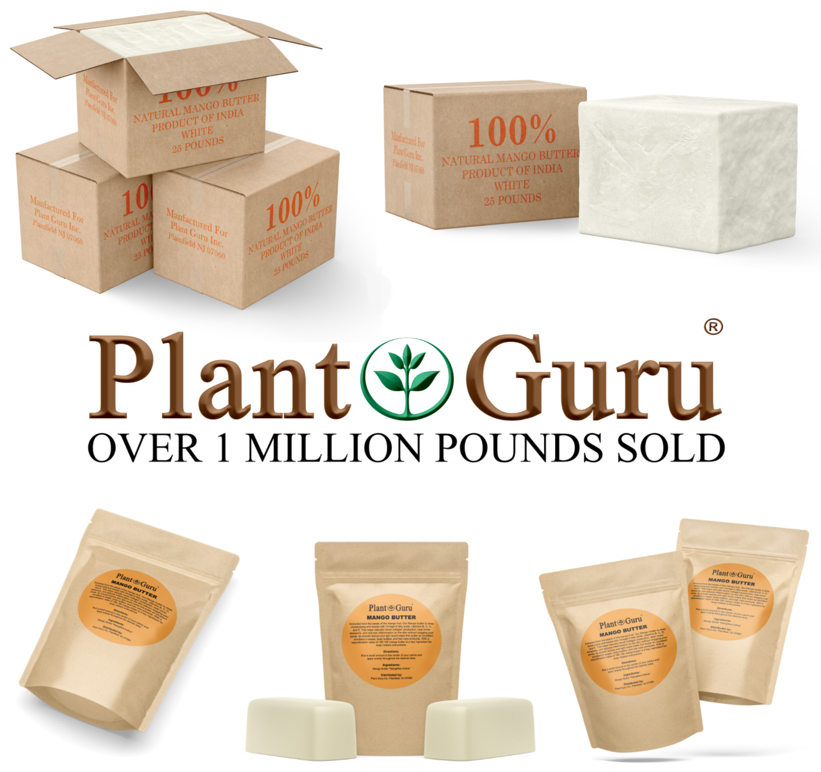 Raw Mango Butter 32 oz. Bulk 100% Pure Unrefined Organic Bulk For Skin Body Hair