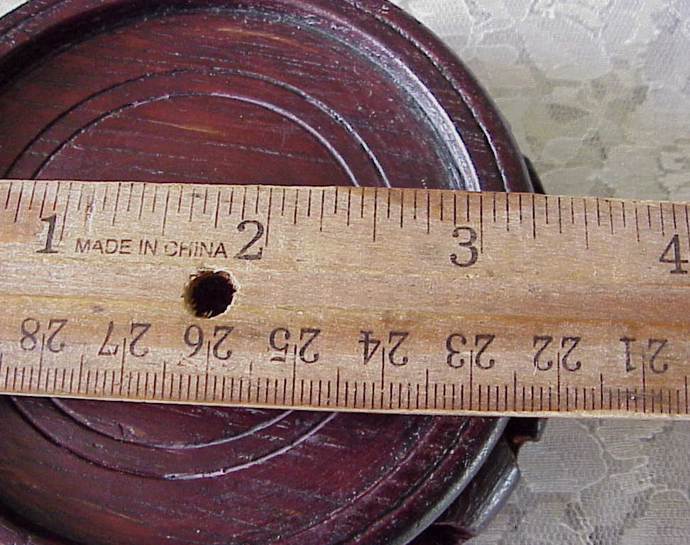 Vintage Chinese Carved Wood Vase Stand Display Urn 4″ Outer Diameter