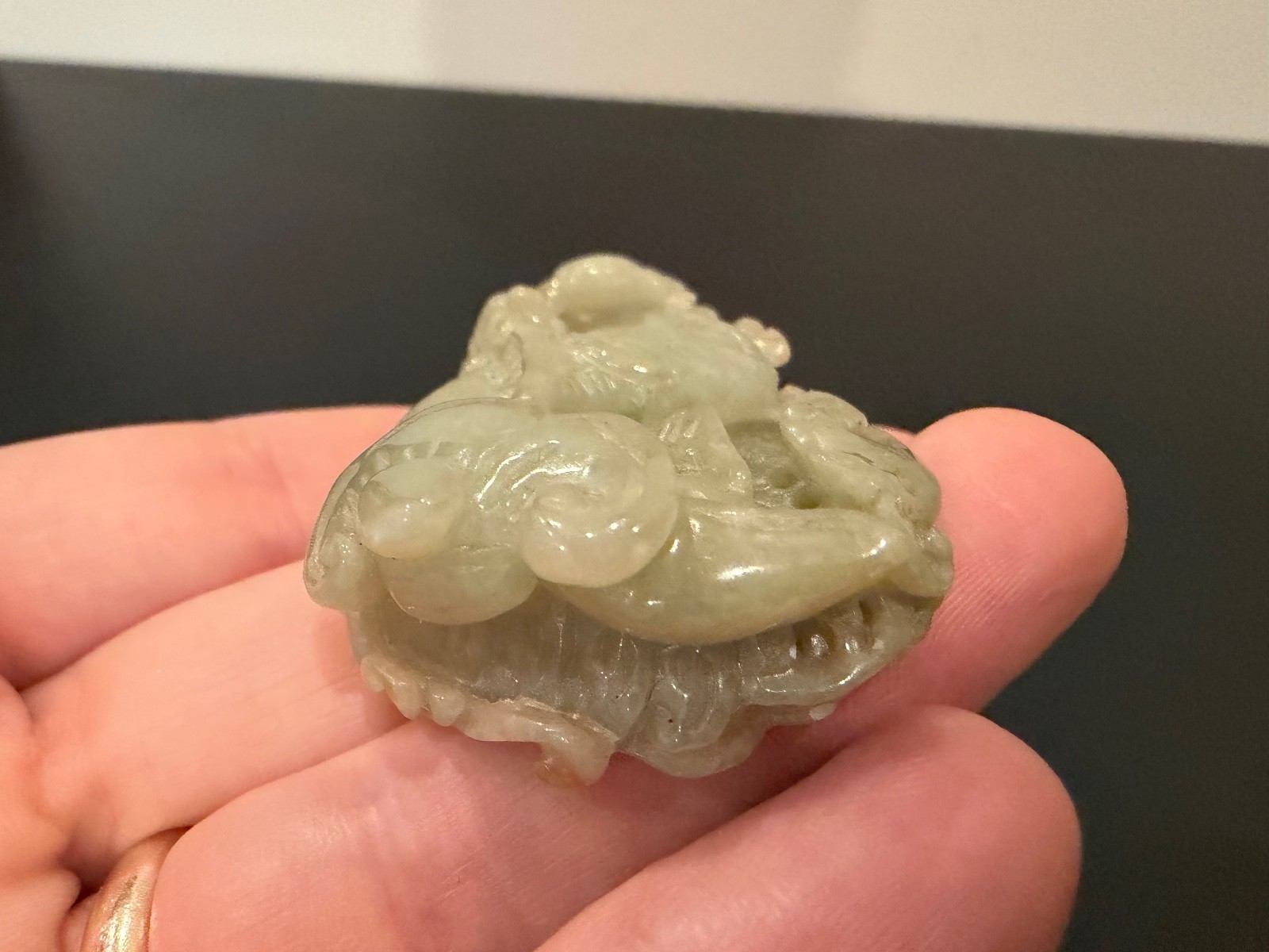 Chinese Unknown Age Hardstone Possibly Jade Carved Pendant Mythical Beast