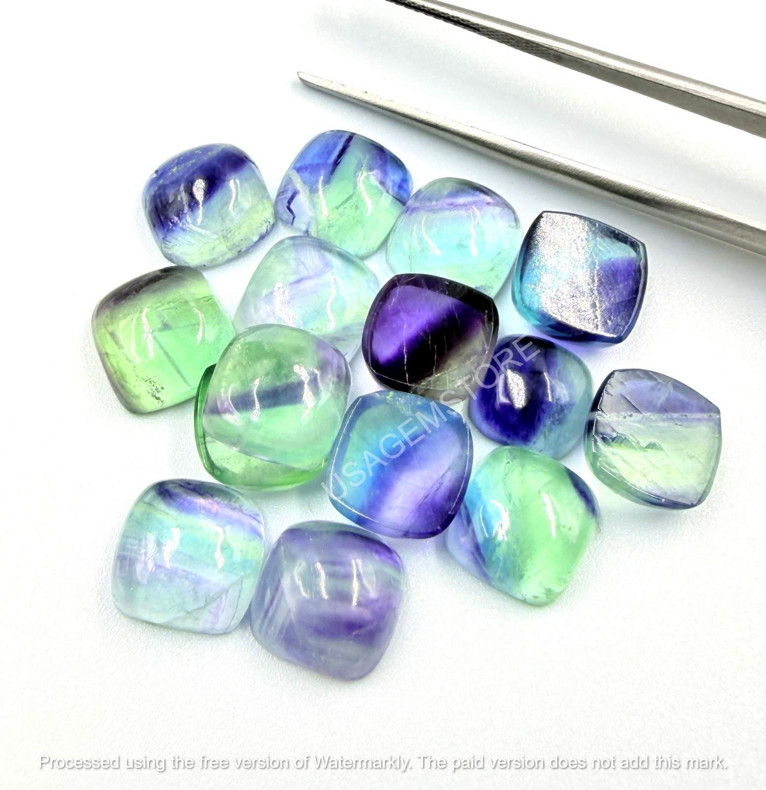 Natural Purple Fluorite Cabochon Cushion Loose Calibrated Gemstone 3MM TO 15MM