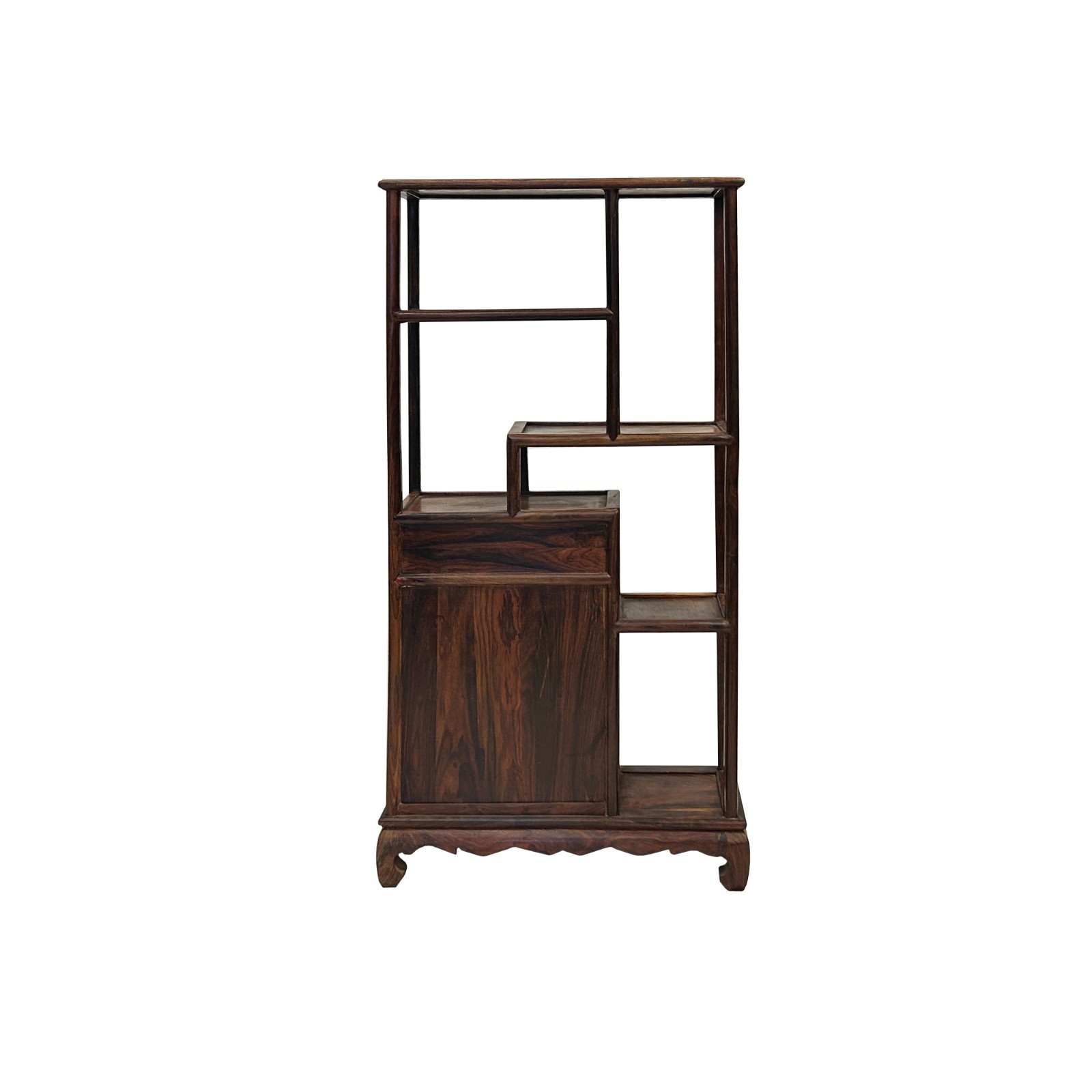 Chinese Brown Rosewood Rectangular Small Curio Display Stand GB336