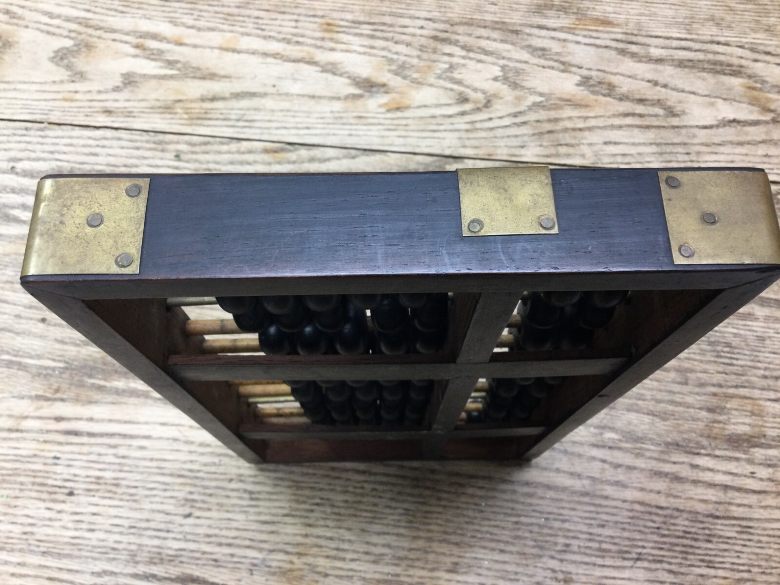 ca 1900 Antique Chinese Rosewood & Brass ABACUS “Suanpan” EXCELLENT CONDITION